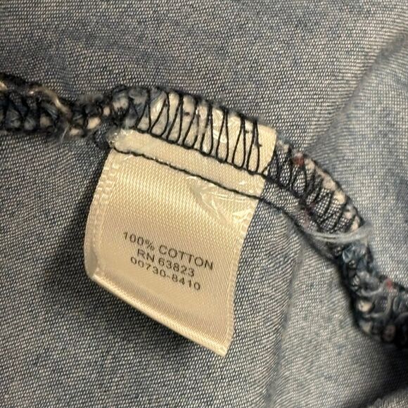 Studded Embellished 100% Cotton Light Wash Denim Shirt size 1X Coastal Cowgirl - Picture 10 of 10